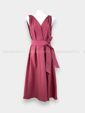 Brunello Cucinelli Dress Crinkle Cotton Tie-Waist Monili Shoulder Size XS